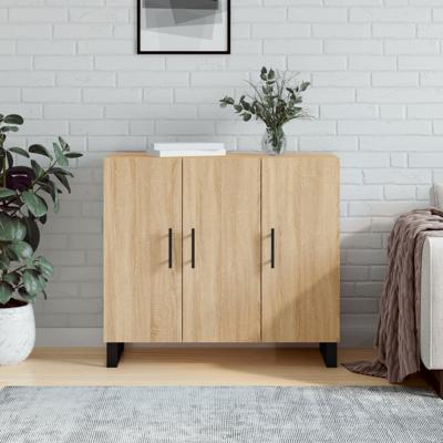 Dressoir 90x34x80 cm bewerkt hout sonoma eikenkleurig