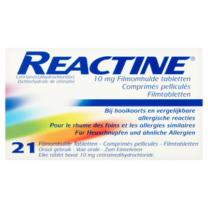 Reactine Cetirizine 10mg Tabletten 21st