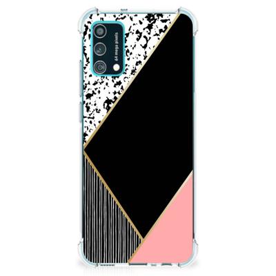 Samsung Galaxy M02s | A02s Shockproof Case Zwart Roze Vormen Samsung Galaxy M02s | A02s Shockproof Case Zwart Roze Vormen