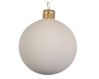 1 Glazen kerstbal mat 15 cm wol wit - Decoris - thumbnail