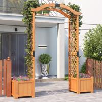 2 in 1 Rozenboog met Bloembak Tuinboog Houten Poortboog voor Klimplanten 185 x 45 x 201 cm