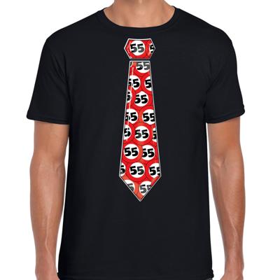 Cadeau T-shirt voor heren - 55 jaar - zwart - stopbord leeftijden - verjaardag Cadeau T-shirt voor heren - 55 jaar - zwart - stopbord leeftijden - verjaardag