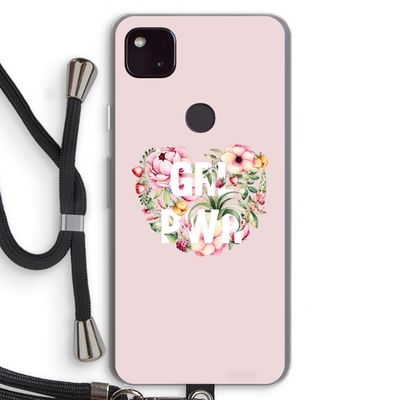 GRL PWR Flower: Pixel 4a 5G Transparant Hoesje met koord
