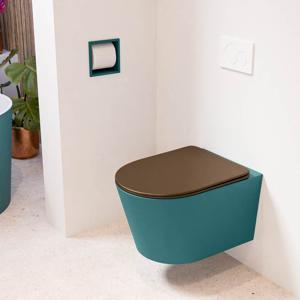 Wandcloset Mondiaz Lavie | Zonder spoelrand | Incl.Toiletzitting-Rust | Keramiek | Smag (turquoise)