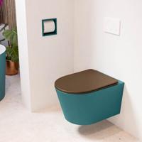 Wandcloset Mondiaz Lavie | Zonder spoelrand | Incl.Toiletzitting-Rust | Keramiek | Smag (turquoise)