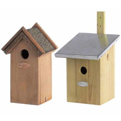 Esschert Design 2x stuks houten vogelhuisjes - nestkastjes - 33 x 17 cm / 22 x 16 cm