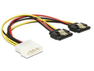 DeLOCK Power Molex 4-pin male > 2 x SATA 15-pin splitterkabel 0,2 meter