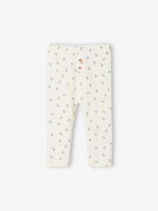 Effen geribbelde legging voor baby beige, bedrukt