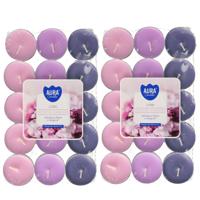 60x stuks Waxinelichtjes/theelichten geurkaarsen - lilac flowers - 4 branduren - Kaarsen