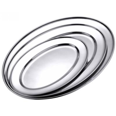 Serveerschaal - RVS - ovaal - 35 cm - platte barbecueschaal - saladeschaal - tapasschaal