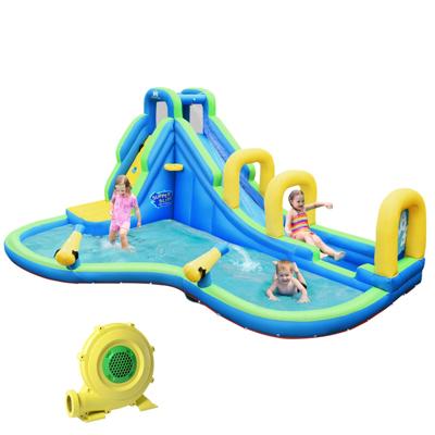 Springkasteel Opblaasbare Waterglijbaan met Blower Waterspeelcentrum met Glijbaan 478 x 366 x 242 cm