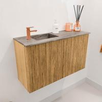 Toiletmeubel Mondiaz Joya Dlux | 70 cm | Meubelkleur Oak | Faye wastafel Oza Wasbak Links | 1 kraangat