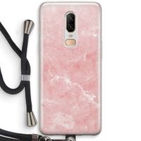 Roze marmer: OnePlus 6 Transparant Hoesje met koord