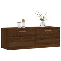 The Living Store Wandkast Bruineiken - Zwevende opbergkast - 100 x 36.5 x 35 cm - Duurzaam hout