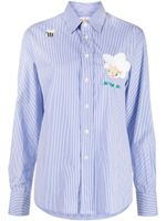 Mira Mikati chemise rayée en coton à col brodé - Bleu