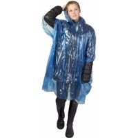 Wegwerp regenponcho transparant/blauw voor volwassenen uniseks Regenjas capuchon Lichtgewicht Regen wegwerpponcho - thumbnail