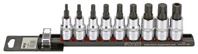 Bitdopset 1/2", veeltand 9-dlg. op rail 300906