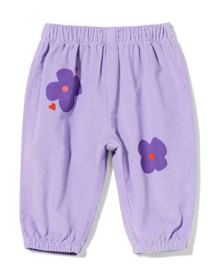 HEMA Babybroek Corduroy Bloemen Paars (paars)