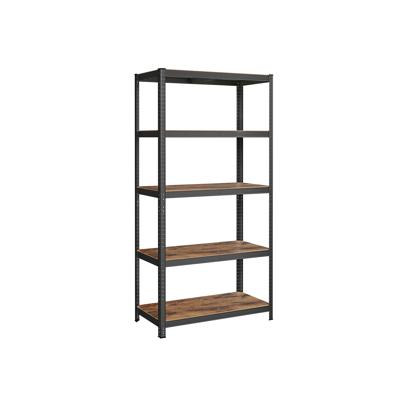 Opbergrek met 5 verstelbare planken, Vintagebruin + zwart / 50 X 100 X 200 cm / 1