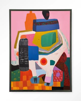 Urban Cotton Wandkleed 'Battle Of Colour' 145 x 190cm in Floating Frame - black