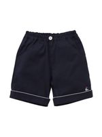 Familiar contrasting-trim cotton shorts - Bleu - thumbnail