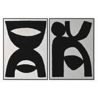 Schilderij Home ESPRIT Zwart Beige Abstract 103 x 4,3 x 143 cm (2 Stuks)