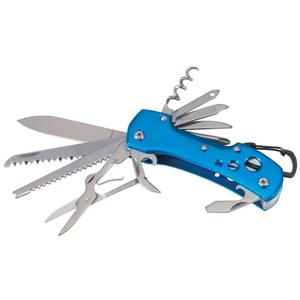 Multitool zakmes met 12 functies - RVS metaal - blauw - Voordelige handige zakmessen - 10 cm