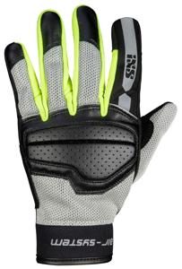 IXS Evo-Air, Motorhandschoenen zomer, Zwart Lichtgrijs Fluogeel