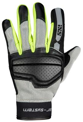 IXS Evo-Air, Motorhandschoenen zomer, Zwart Lichtgrijs Fluogeel