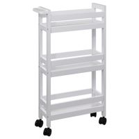 Keuken of badkamer trolley 3-laags - wit - D15 x B40 x H75 cm - mdf hout - met wielen