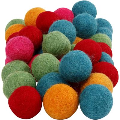 Creativ Company Wol kralen, d 20 mm, sterke kleuren, 64 stuk/ 1 doos