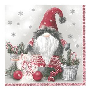 Maki kerst thema servetten - 20x st - 33 x 33 cm - gnoom - papier