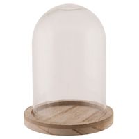 Dijk Natural Collections stolp - glas - houten bruin plateau - D12 x H13 cm   -