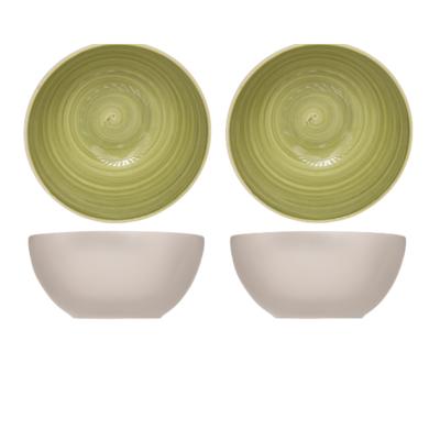 Cosy & Trendy soep serveer schaaltje - 2x - kommetjes Turbolino - groen - D14 cm - 500 ml