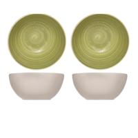 Cosy & Trendy soep serveer schaaltje - 2x - kommetjes Turbolino - groen - D14 cm - 500 ml
