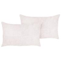 Beliani - MILLET - Sierkussen set van 2 - Wit - 47 x 27 cm - Corduroy