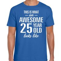 Awesome 25 year / 25 jaar cadeau t-shirt blauw heren - thumbnail