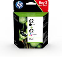 HP 62 originele zwarte/drie-kleuren inktcartridges, 2-pack - thumbnail