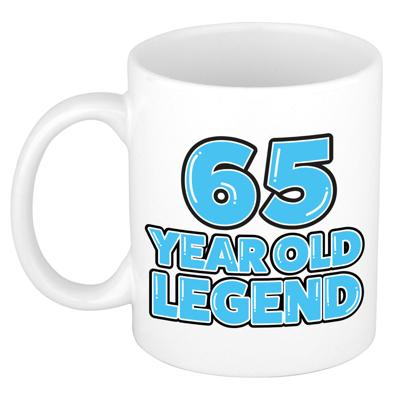 Verjaardag cadeau mok 65 jaar - al zo oud - legende - blauw - 300 ml - keramiek