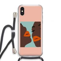 Orange lips: iPhone XS Transparant Hoesje met koord