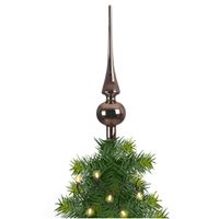 Kerstboom glazen piek bruin glans 26 cm - thumbnail