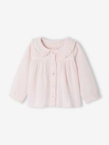 Babyblouse van katoengaas lichtroze
