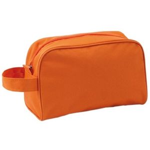 Reis toilettas/etui oranje met handvat 21,5 cm voor heren/dames   -