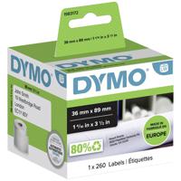 DYMO 1983172 Rol met etiketten 89 x 36 mm Papier Wit 260 stuk(s) Permanent hechtend Verzendetiketten