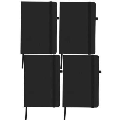 Notitieboekje / opschrijfboekje A5 - 4x - zwart - 15 x 21 cm - harde kaft