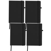 Notitieboekje / opschrijfboekje A5 - 4x - zwart - 15 x 21 cm - harde kaft