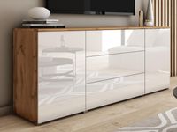 Dressoir DUBAI 2 deuren 3 lades wotan eik/hoogglans wit