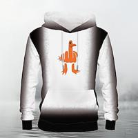 dier Grappig Voor heren Modieus 3D-afdrukken Trui met capuchon Hoodies Wit Strakke ronde hals Herfst Winter Ontwerper Sweatshirt met capuchon Lightinthebox