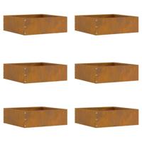Tuinrand 6 pcs Roestig 40 x 40 x 13 cm Cortenstaal