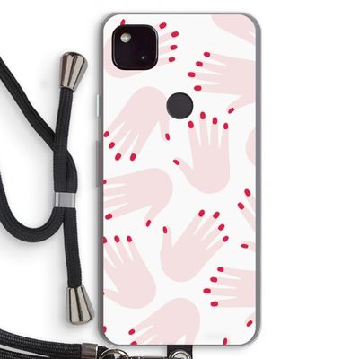 Hands pink: Pixel 4a 5G Transparant Hoesje met koord